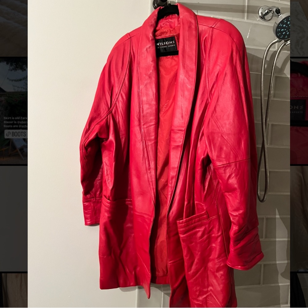 Oversized vintage red leather coat Wilson’s 1X